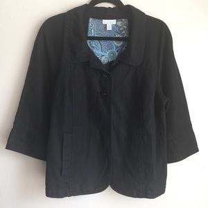 Charter Club Short Jacket Blazer Size XL Navy Blue